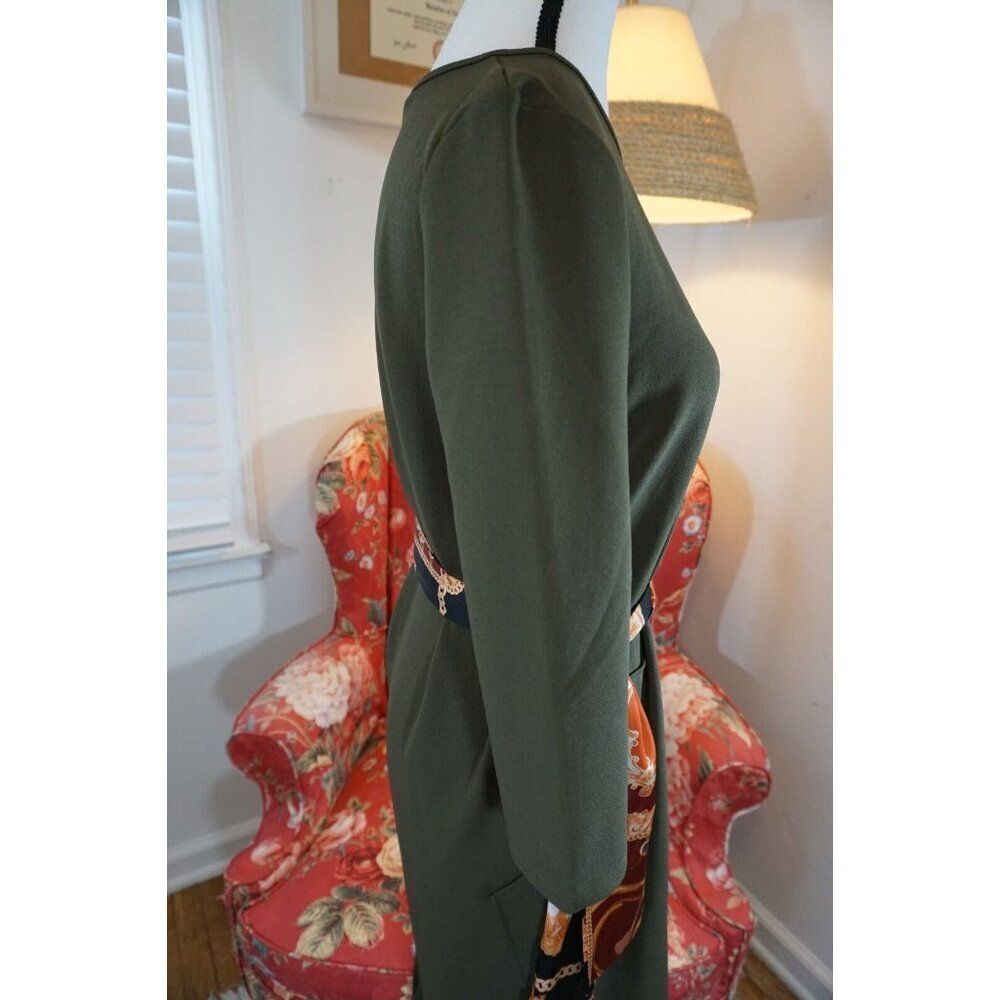 Zara Olive Green Midi Dress with Satin Scarf Belt - Size S - Picture 12 of 16